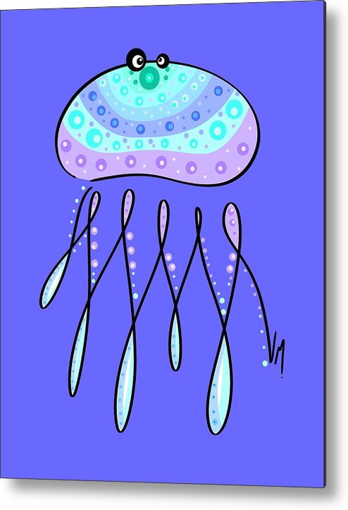 Jellyfish Metal Print featuring the painting Thoughts and colors series jellyfish by Veronica Minozzi