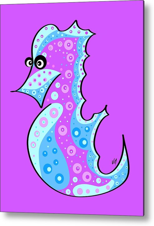 Seahorse Metal Print featuring the painting Thoughts and colors series seahorse by Veronica Minozzi