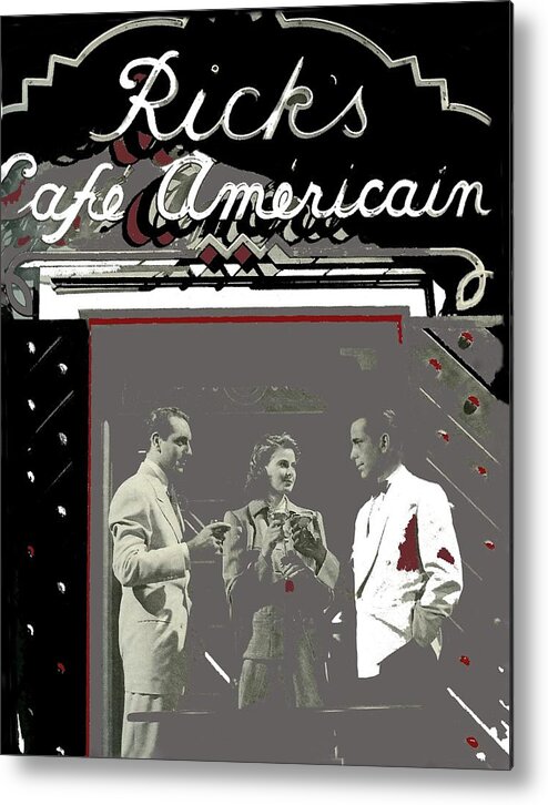 Three Principal Actors In Front Of Rick's Cafe Americain Set Casablanca 1942-2016 Metal Print featuring the photograph Three principal actors in front of Ricks Cafe Americain set Casablanca 1942-2016 by David Lee Guss