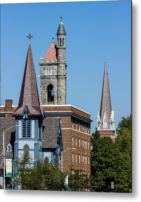 Steeple Metal Print featuring the photograph Three Steeples of St Johnsbury Vermont by Tim Kirchoff