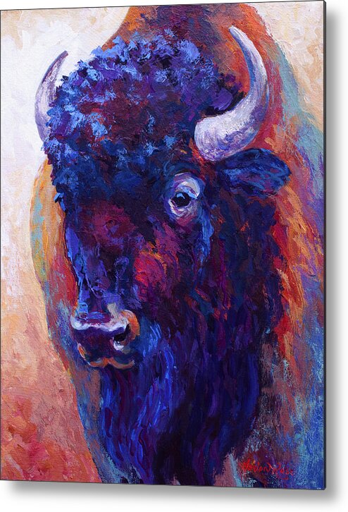 Bison Metal Print featuring the painting Thunder Horse by Marion Rose