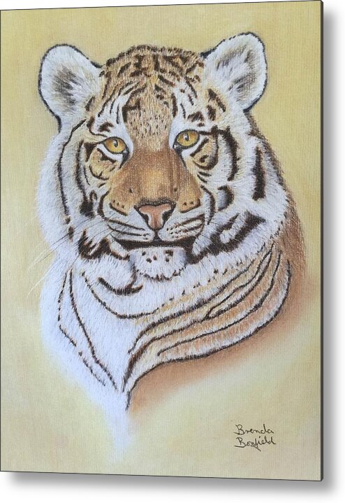 Tiger Metal Print featuring the pastel Tiger by Brenda Bonfield