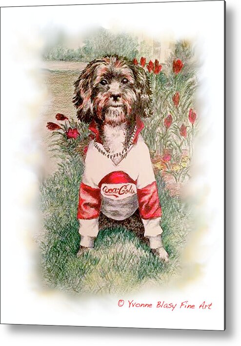 Dog Metal Print featuring the drawing Too Doggone Cute by Yvonne Blasy