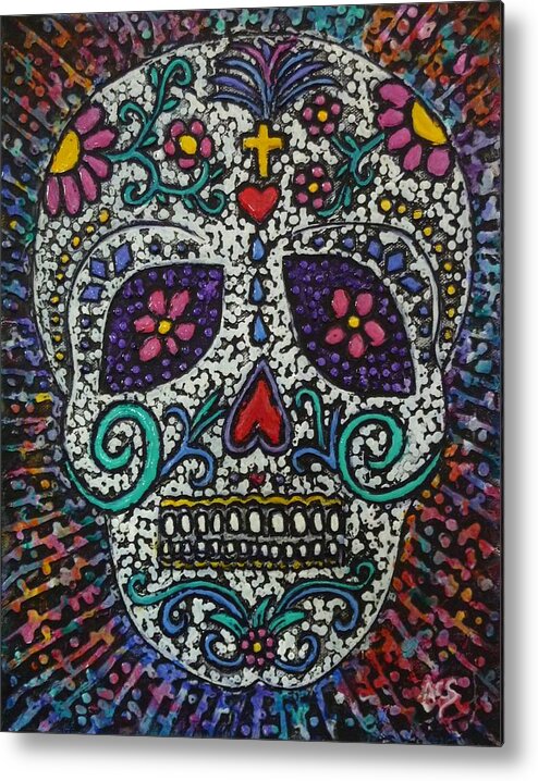Dia De Los Muertos Metal Print featuring the painting Touch of Death by Amelie Simmons
