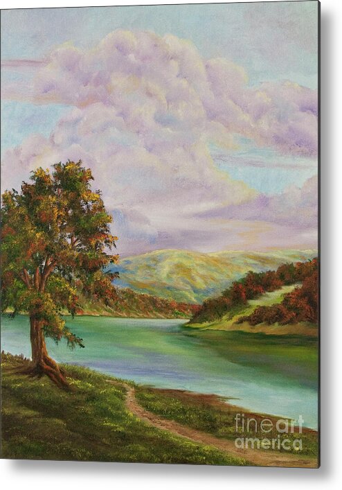 Country Landscape Painting Metal Print featuring the painting Tranquility by Charlotte Blanchard