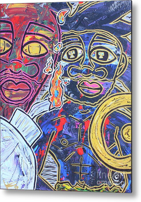 Painting - Acrylic Metal Print featuring the painting Transgenerational Karma by Odalo Wasikhongo