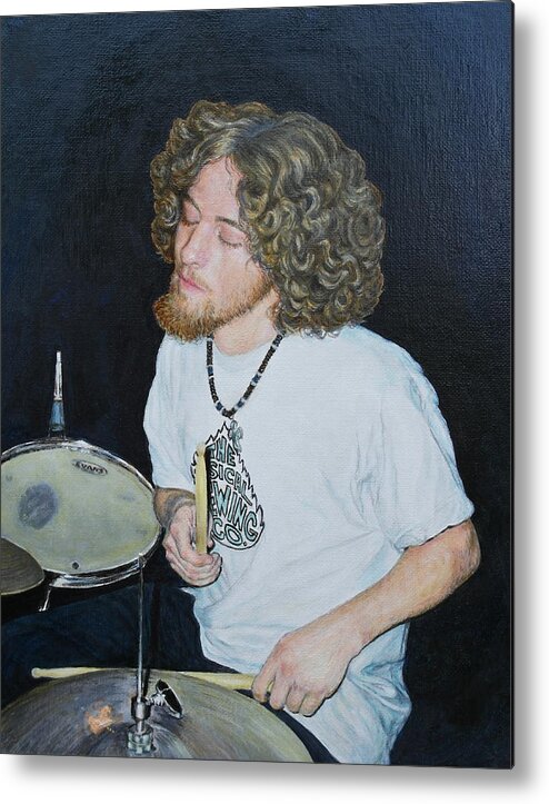 Musician Metal Print featuring the painting Transported by Music by Michele Myers