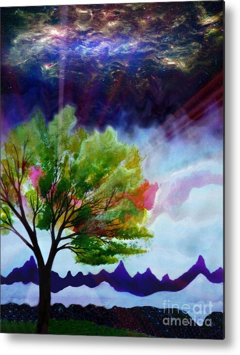 Acrylic Painting Of Tree Metal Print featuring the painting Twlight by David Neace CPX