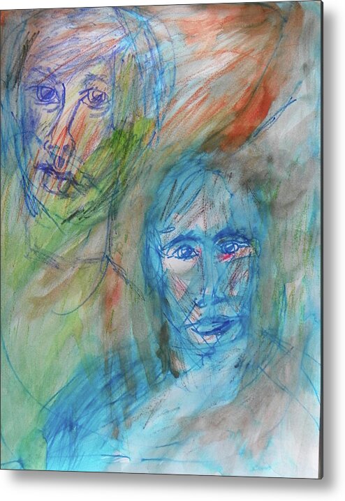 Abstract Metal Print featuring the painting Two Faces by Judith Redman