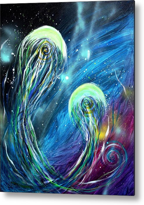Jellyfish Metal Print featuring the painting Two Into by J Vincent Scarpace