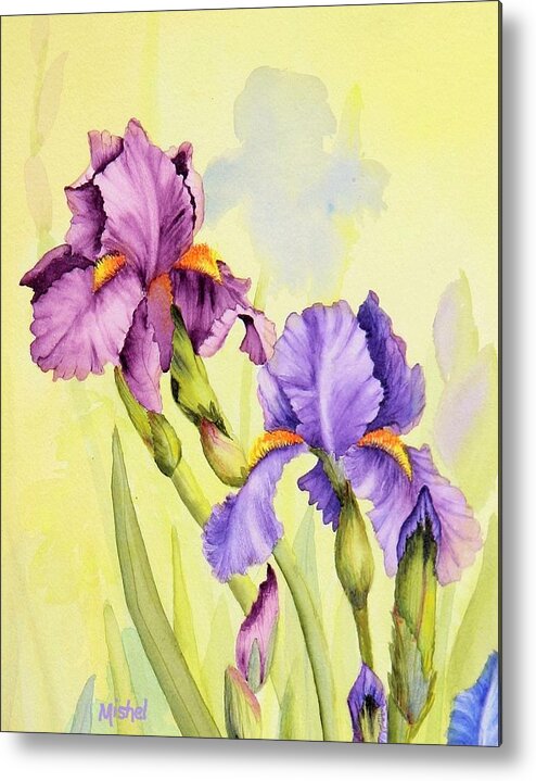 Iris Garden Metal Print featuring the painting Two Irises by Mishel Vanderten