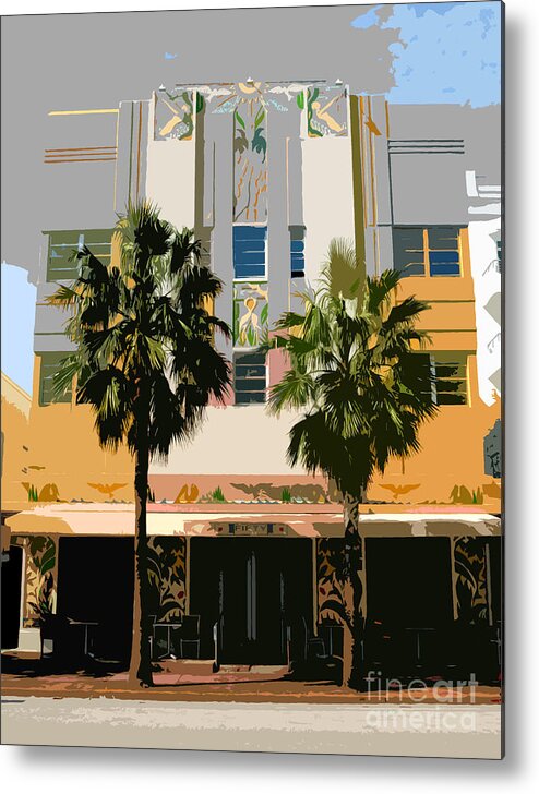 Miami Beach Florida Metal Print featuring the photograph Two Palms Art Deco Building by David Lee Thompson