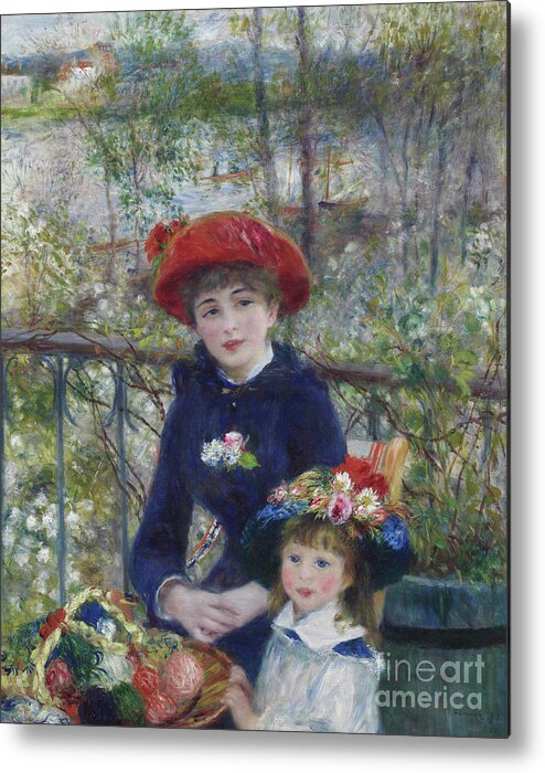 Two Metal Print featuring the painting Two Sisters or On The Terrace by Pierre Auguste Renoir