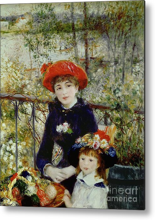 Two Metal Print featuring the painting Two Sisters by Pierre Auguste Renoir