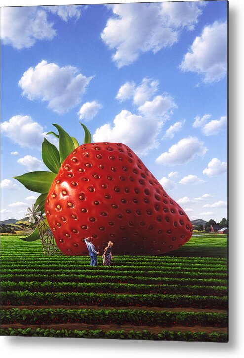 Strawberry Metal Print featuring the painting Unexpected Growth by Jerry LoFaro