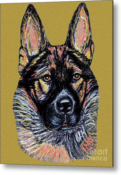 German Shepherd Metal Print featuring the painting Urlike GSD by Ania M Milo