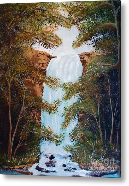 Veil Falls Metal Print featuring the painting Veil Falls by Tim Townsend