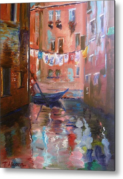 Italian Metal Print featuring the painting Venice Reflections by Therese Alcorn