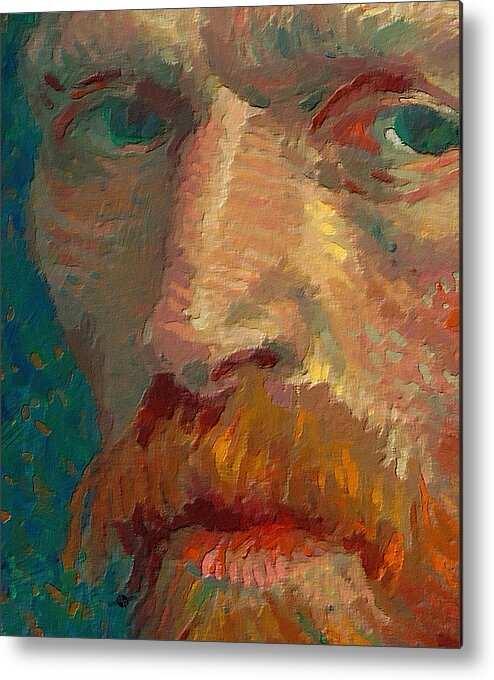 Vincent Van Gogh Metal Print featuring the painting Vincent van Gogh Extreme Close Up of Self Portrait by Tony Rubino