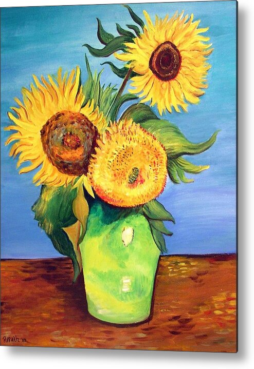 Van Gogh Metal Print featuring the painting Vincent's Sunflowers by Patricia Piffath