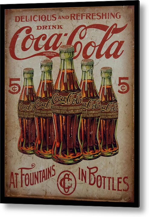 Cocacola Metal Print featuring the photograph vintage Coca Cola sign by Flees Photos