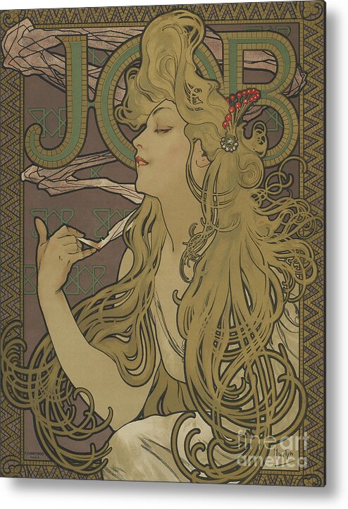 Alphonse Marie Mucha Metal Print featuring the painting Vintage Poster Job, 1896 by Alphonse Marie Mucha