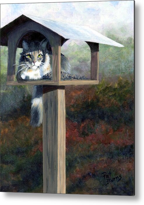 Cat Metal Print featuring the painting Waiting for Dinner by Pat Burns