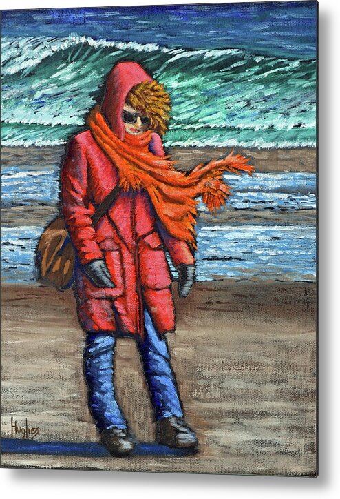 Art Metal Print featuring the painting Walk On Beach by Kevin Hughes