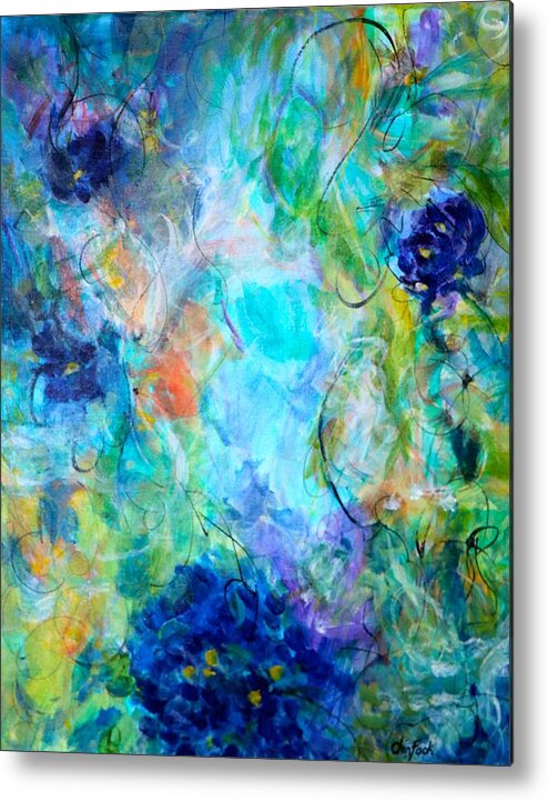 Abstract Florals Metal Print featuring the mixed media Waltz of the Flowers by Christine Chin-Fook