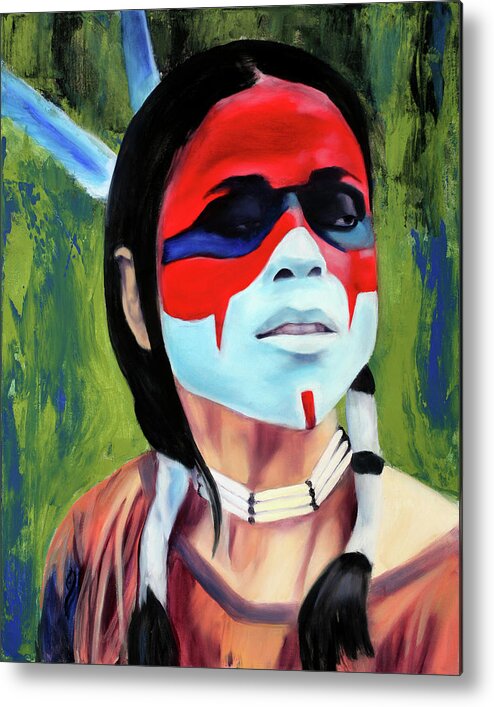 Indian Woman Metal Print featuring the painting Warrior Spirit by Sandi Snead