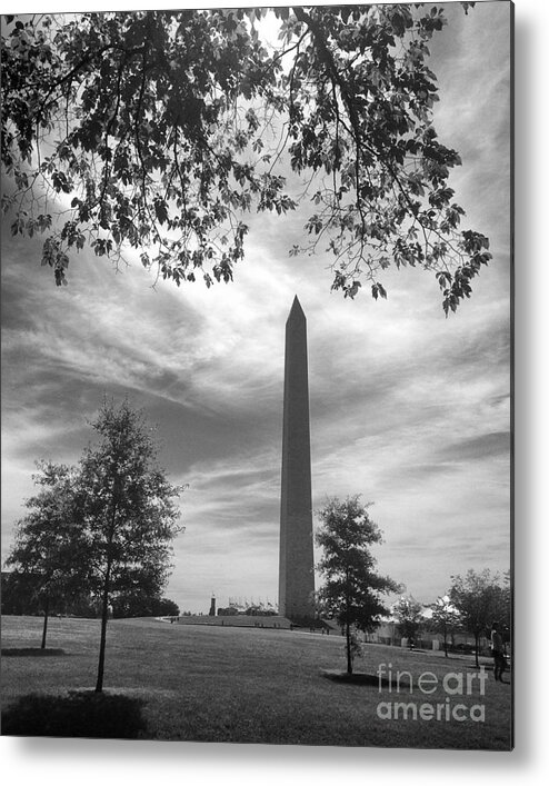Washington Metal Print featuring the photograph Washington Monument in Black and White by Angela Rath