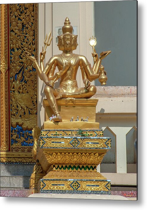 Temple Metal Print featuring the photograph Wat Phrom Chariyawat Phra Ubosot Brahma Image DTHNS0121 by Gerry Gantt