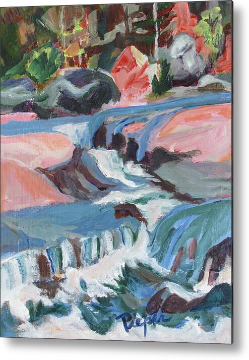 Slide Rock Park Arizona Metal Print featuring the painting Water Spilling and Filling by Betty Pieper