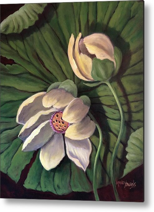 Waterlily Metal Print featuring the painting Waterlily Like a Clock by Rand Burns