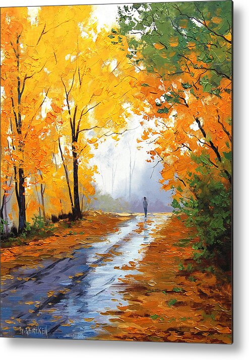 Fall Metal Print featuring the painting Wet Autumn Morning by Graham Gercken