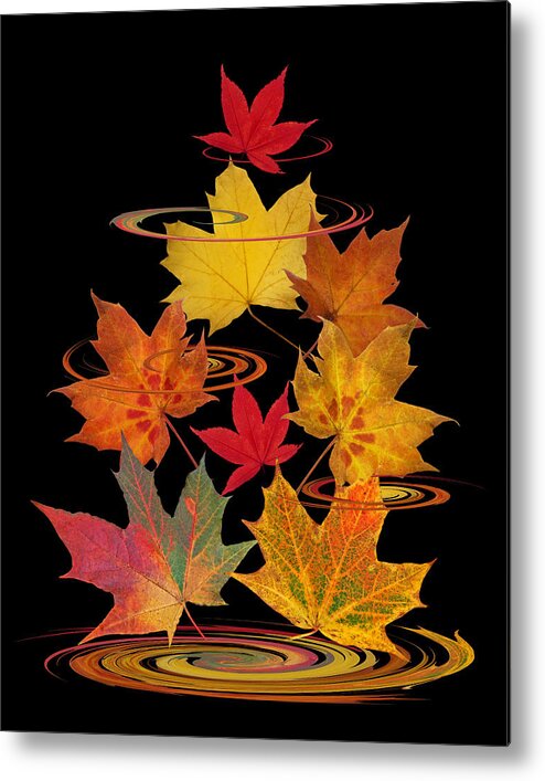 Autumn Leaves Metal Print featuring the photograph Whirling Autumn Leaves by Gill Billington