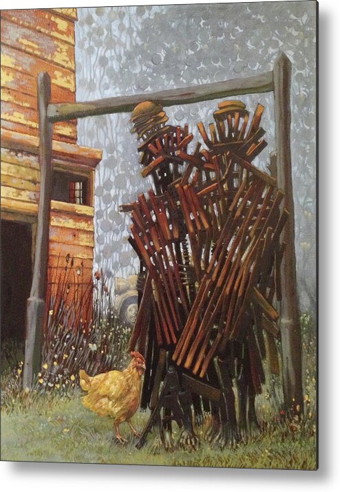 Chicken Metal Print featuring the painting Wicker Women by William Stoneham