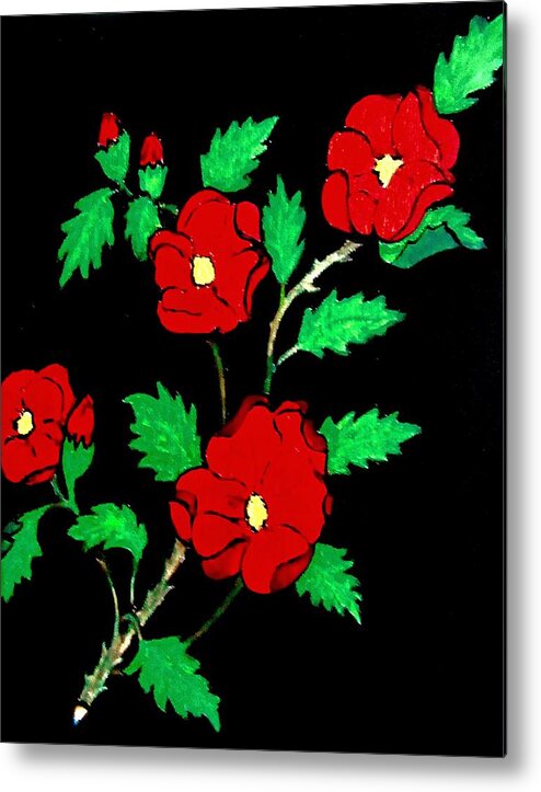Roses Metal Print featuring the painting Wild Red Roses by Stephanie Moore