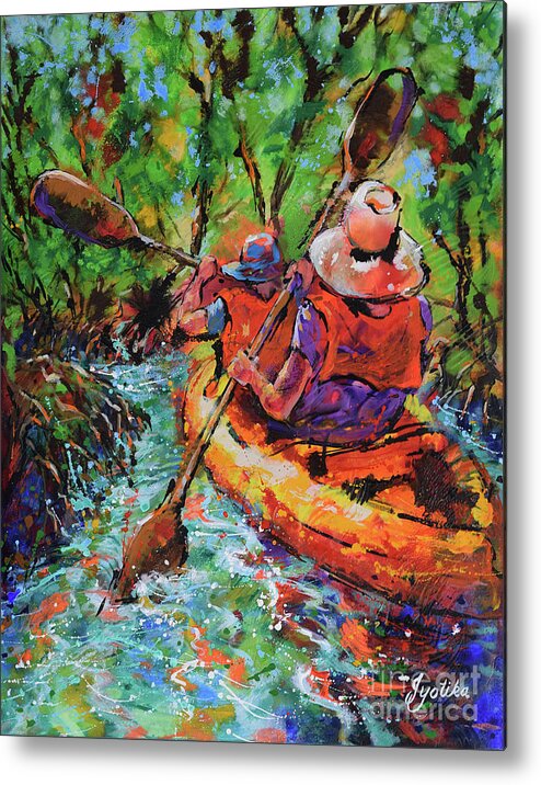 Kayak Metal Print featuring the painting Wilderness Kayaking by Jyotika Shroff