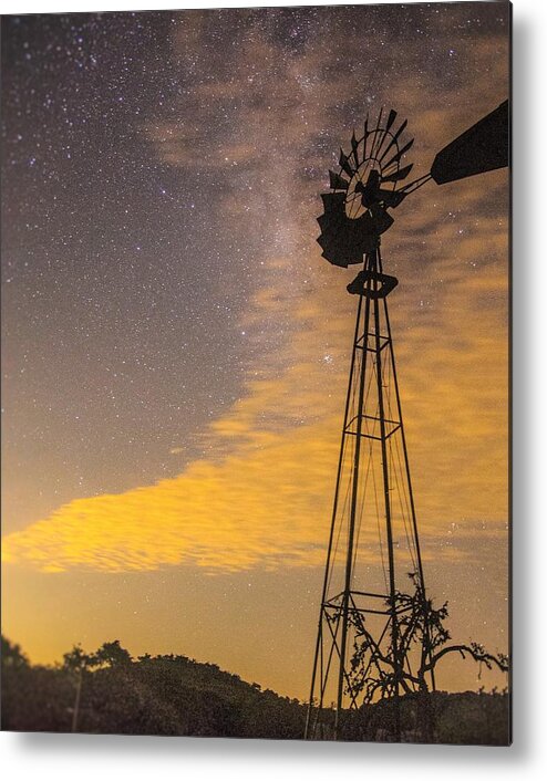 Windmill Metal Print featuring the photograph Windmill at Night by Peggy Blackwell