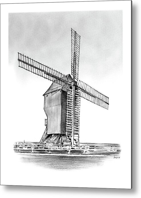 Windmill Metal Print featuring the drawing Windmill at Valmy by Greg Joens