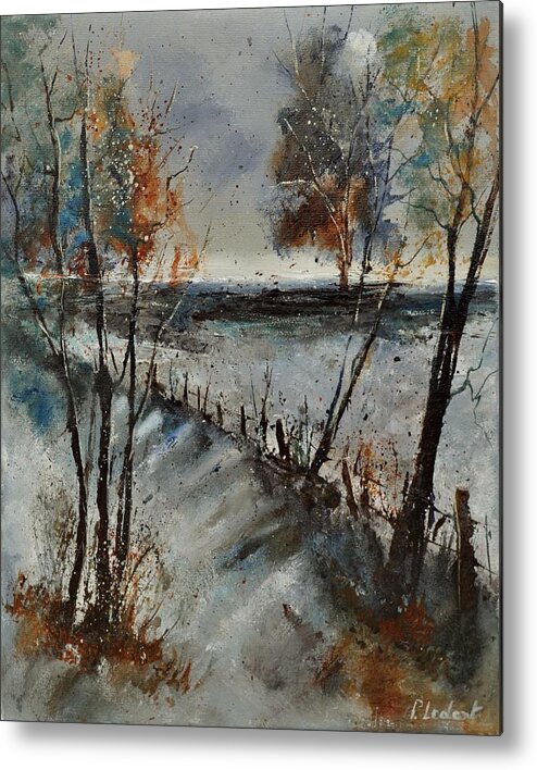 Landscape Metal Print featuring the painting Winter 450101 by Pol Ledent