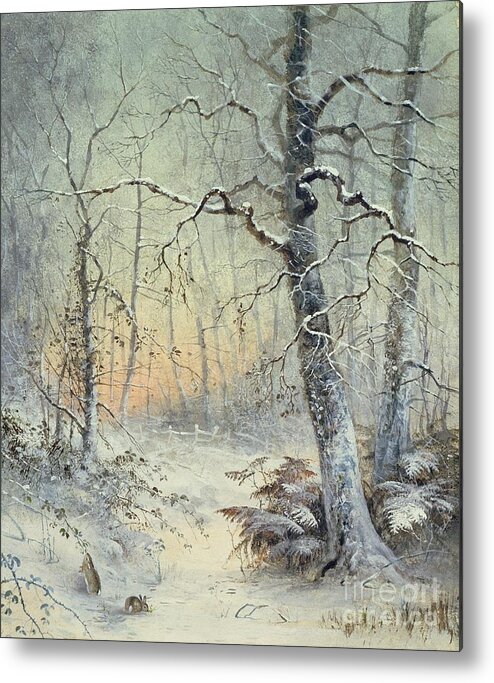 Winter Metal Print featuring the painting Winter Breakfast by Joseph Farquharson