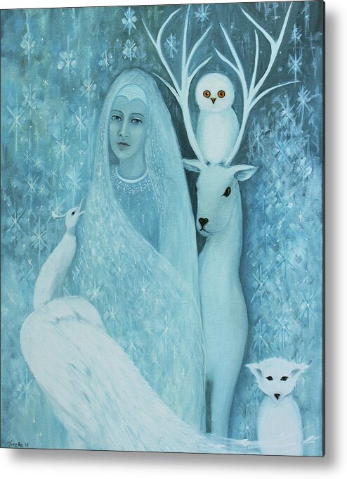 Woman Metal Print featuring the painting Winter Lady by Tone Aanderaa