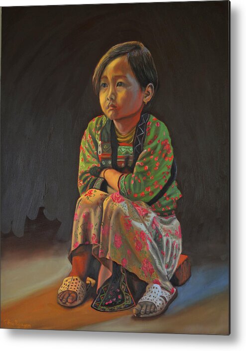 Portrait Painting Metal Print featuring the painting Winter Night by Thu Nguyen