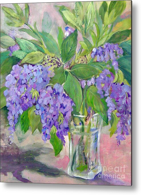 Floweres Metal Print featuring the painting Wisteria by Mafalda Cento
