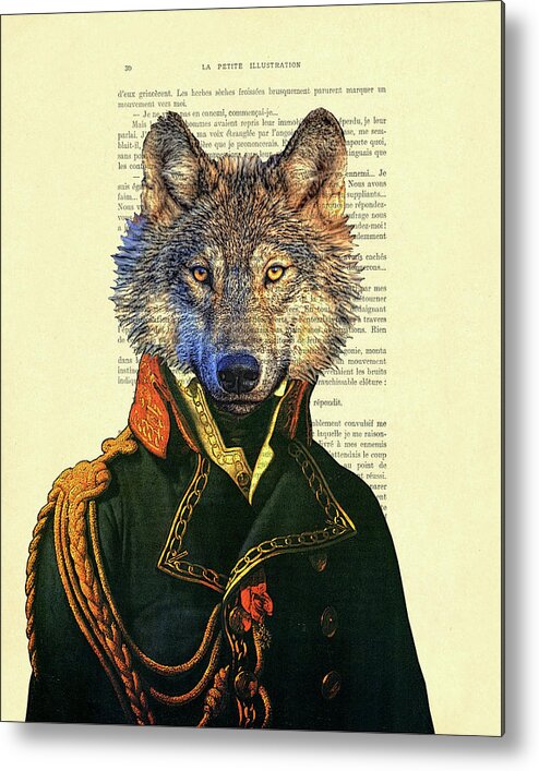 Wolf Metal Print featuring the digital art Wolf portrait illustration by Madame Memento