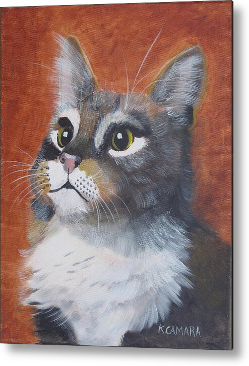Pets Metal Print featuring the painting Wonder Cat by Kathie Camara