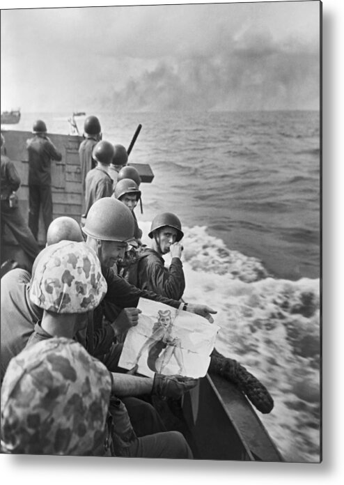 1940s Metal Print featuring the photograph WWII Marines In South Pacific by Underwood Archives