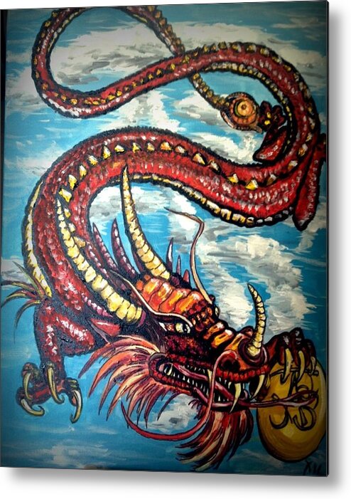 Dragon Metal Print featuring the painting Year Of The Dragon by Alexandria Weaselwise Busen